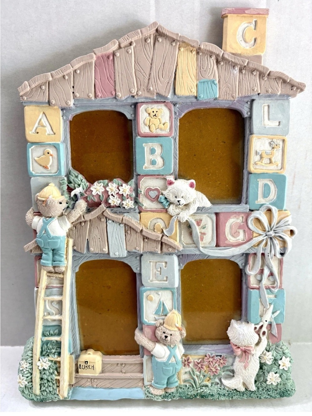 Vintage 1991 Malden Teddy Bear ABC Nursery Multi Photo Frame